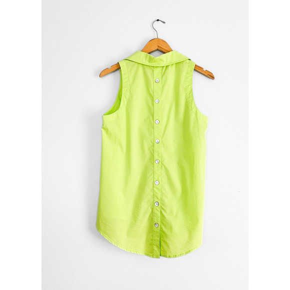 Finley Sleeveless Button Down Top in Limeade Bright Green medium - Picture 3 of 4
